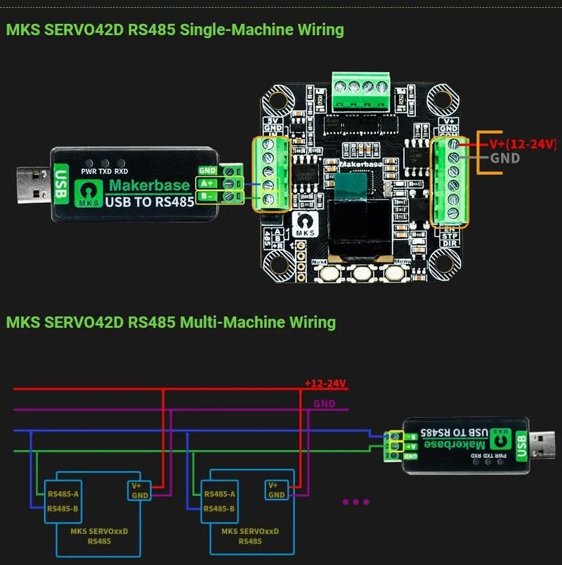 POLISI3D Nema 17 Servo Driver Controller MKS SERVO42D Closed Loop Stepper Motor Drive RS485 Converter 256 microstep for 3D Printer CNC Engraving Machines, Writing Machine - Image 4